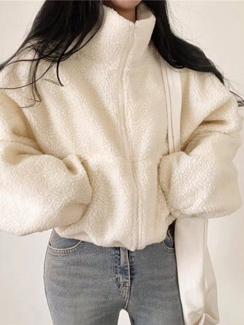 Apricot Casual Women's Elegant Zip-Up Short Teddy Coat - Picture 5 of 11